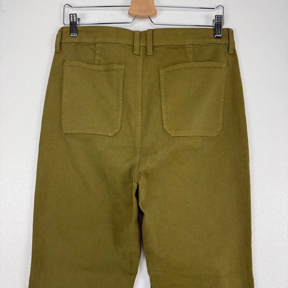 J.Crew High-Rise Flare Pants Womens 29 Tall Olive Green Stretch Cotton Twill - Picture 8 of 16